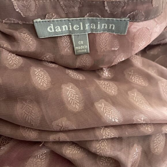 Daniel Rainn Sheer Peasant Top Women’s 0X Long Sleeve Dot Print Tassels Mauve - Picture 4 of 6